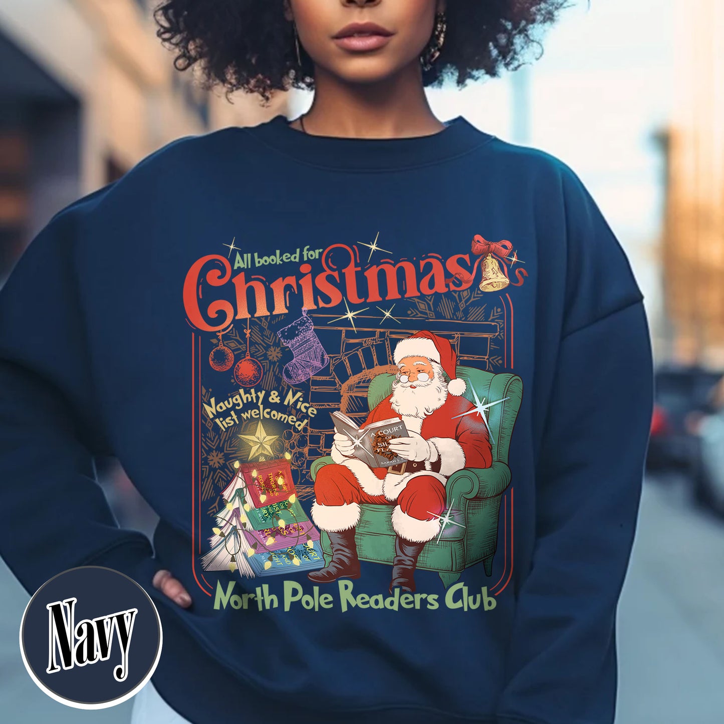 Christmas Book Club Sweatshirt, All Booked for Christmas Sweatshirt, North Pole Book Club Sweatshirt