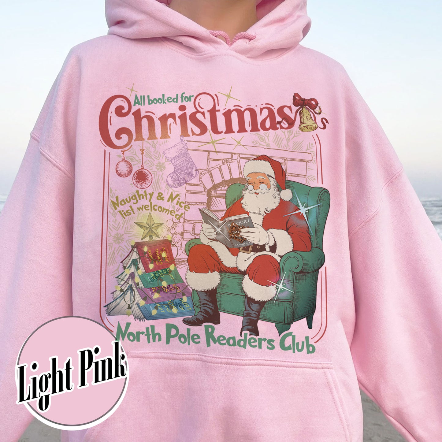 Christmas Book Club Hoodie, All Booked for Christmas Hoodie, North Pole Book Club Hoodie
