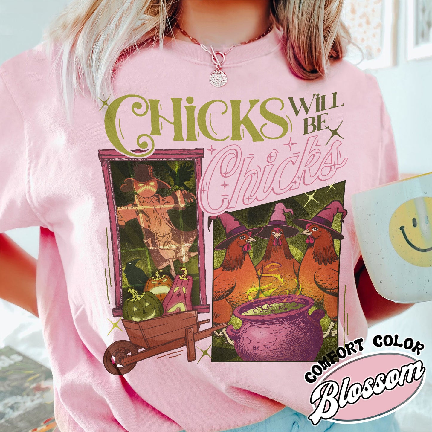 Halloween Chicken Shirt, Chicks Will Be Chicks Shirt, Chicken Farm Animal Lover, Witch Hat for Chicken, Chicken Lover Gift, Funny Shirt