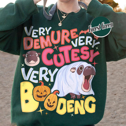 Very Demure Very Cutesy Very Boo Deng Sweatshirt, Baby Hippo Moo Deng Sweatshirt, Boo Deng Sweatshirt, Moo Deng Sweatshirt, Moo Deng Halloween Sweatshirt, Hippo Lover