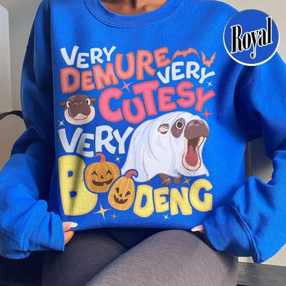 Very Demure Very Cutesy Very Boo Deng Sweatshirt, Baby Hippo Moo Deng Sweatshirt, Boo Deng Sweatshirt, Moo Deng Sweatshirt, Moo Deng Halloween Sweatshirt, Hippo Lover