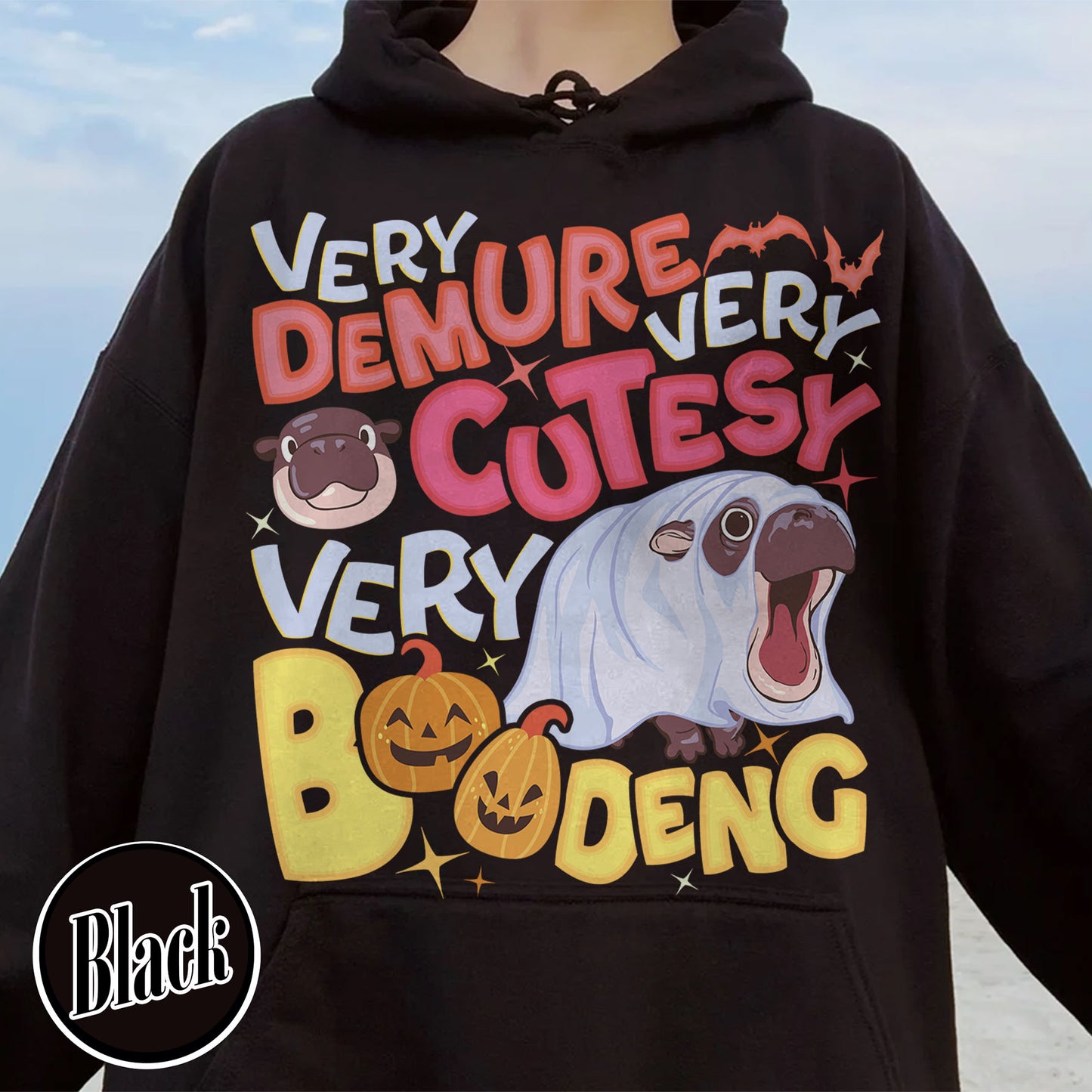 Very Demure Very Cutesy Very Boo Deng Hoodie, Baby Hippo Moo Deng Hoodie, Boo Deng Hoodie, Moo Deng Hoodie, Moo Deng Halloween Hoodie, Hippo Lover