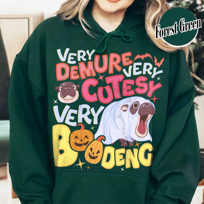 Very Demure Very Cutesy Very Boo Deng Hoodie, Baby Hippo Moo Deng Hoodie, Boo Deng Hoodie, Moo Deng Hoodie, Moo Deng Halloween Hoodie, Hippo Lover