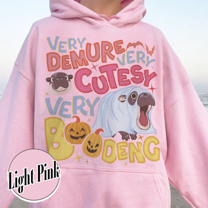 Very Demure Very Cutesy Very Boo Deng Hoodie, Baby Hippo Moo Deng Hoodie, Boo Deng Hoodie, Moo Deng Hoodie, Moo Deng Halloween Hoodie, Hippo Lover