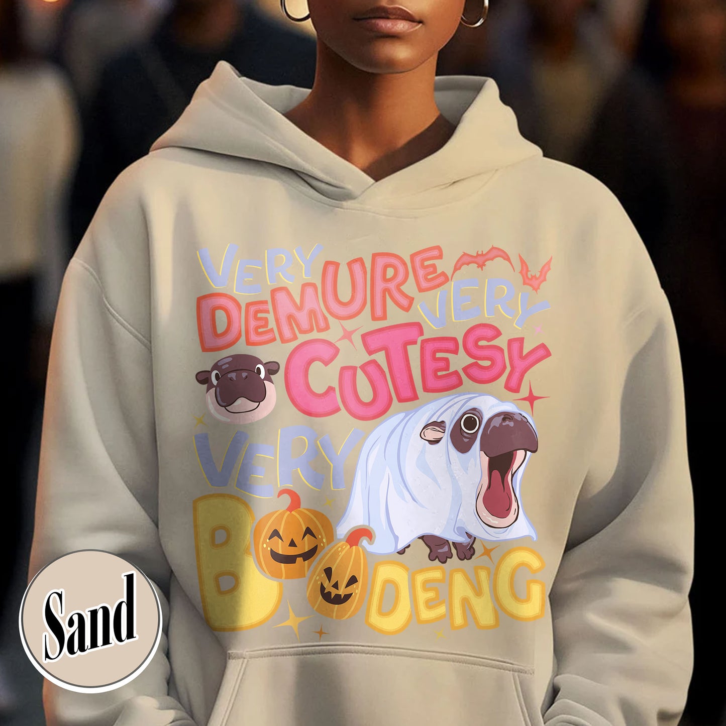 Very Demure Very Cutesy Very Boo Deng Hoodie, Baby Hippo Moo Deng Hoodie, Boo Deng Hoodie, Moo Deng Hoodie, Moo Deng Halloween Hoodie, Hippo Lover