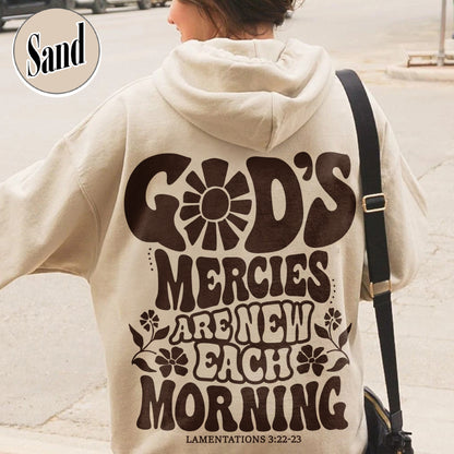 Boho Christian Hoodie, Jesus Hoodie, His Mercies Are New Hoodie, Bible Verse Hoodie, Aesthetic Christian Hoodie, Christian Streetwear Hoodie, Jesus Hoodie