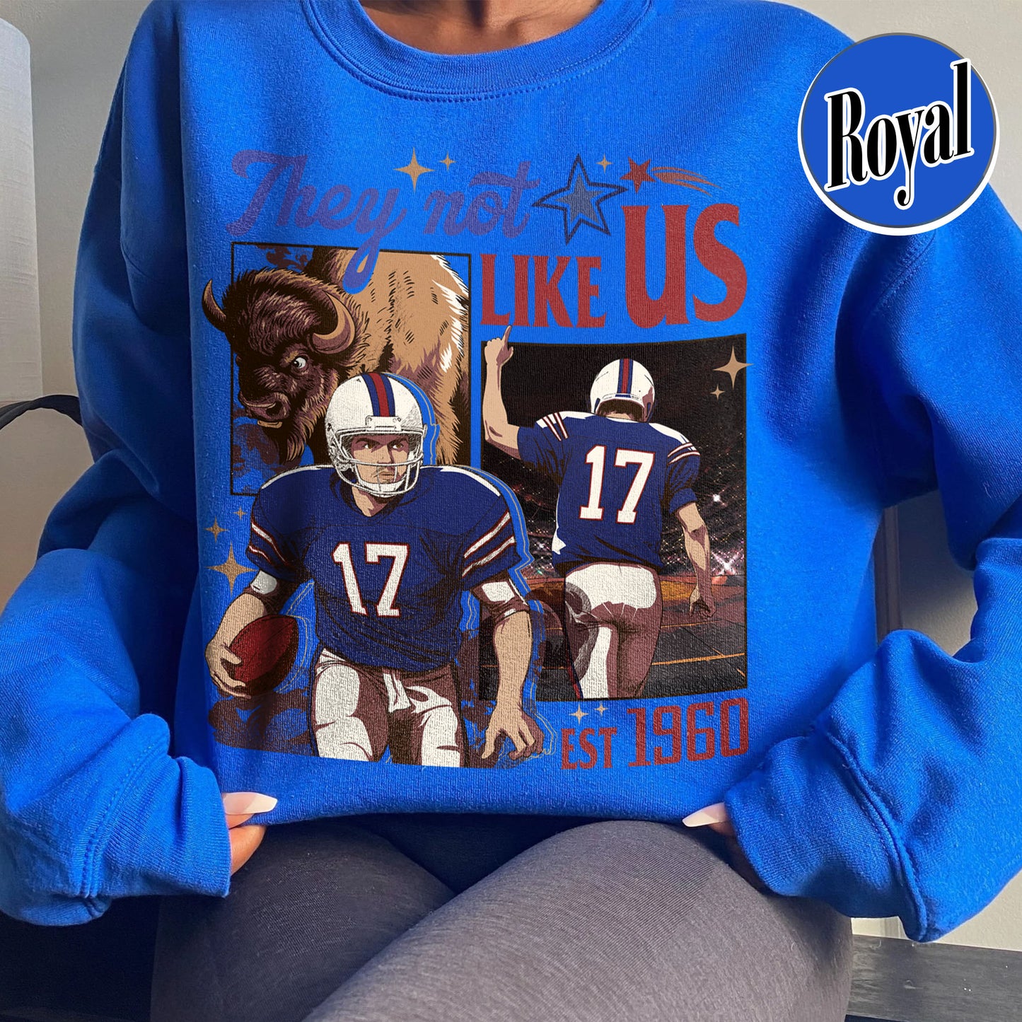 Custom Football Sweatshirt, They Not Like Us Football Sweatshirt, Go Bills Sweatshirt