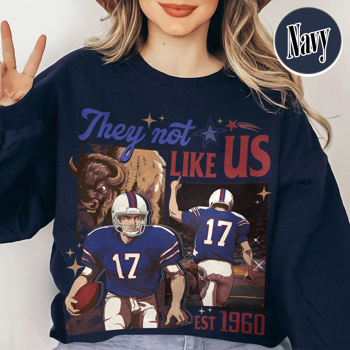 Custom Football Sweatshirt, They Not Like Us Football Sweatshirt, Go Bills Sweatshirt