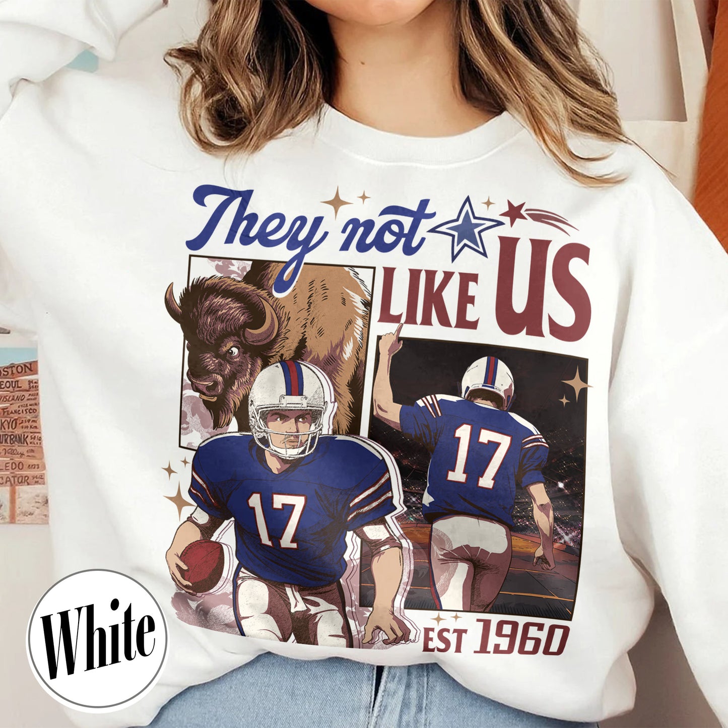 Custom Football Sweatshirt, They Not Like Us Football Sweatshirt, Go Bills Sweatshirt
