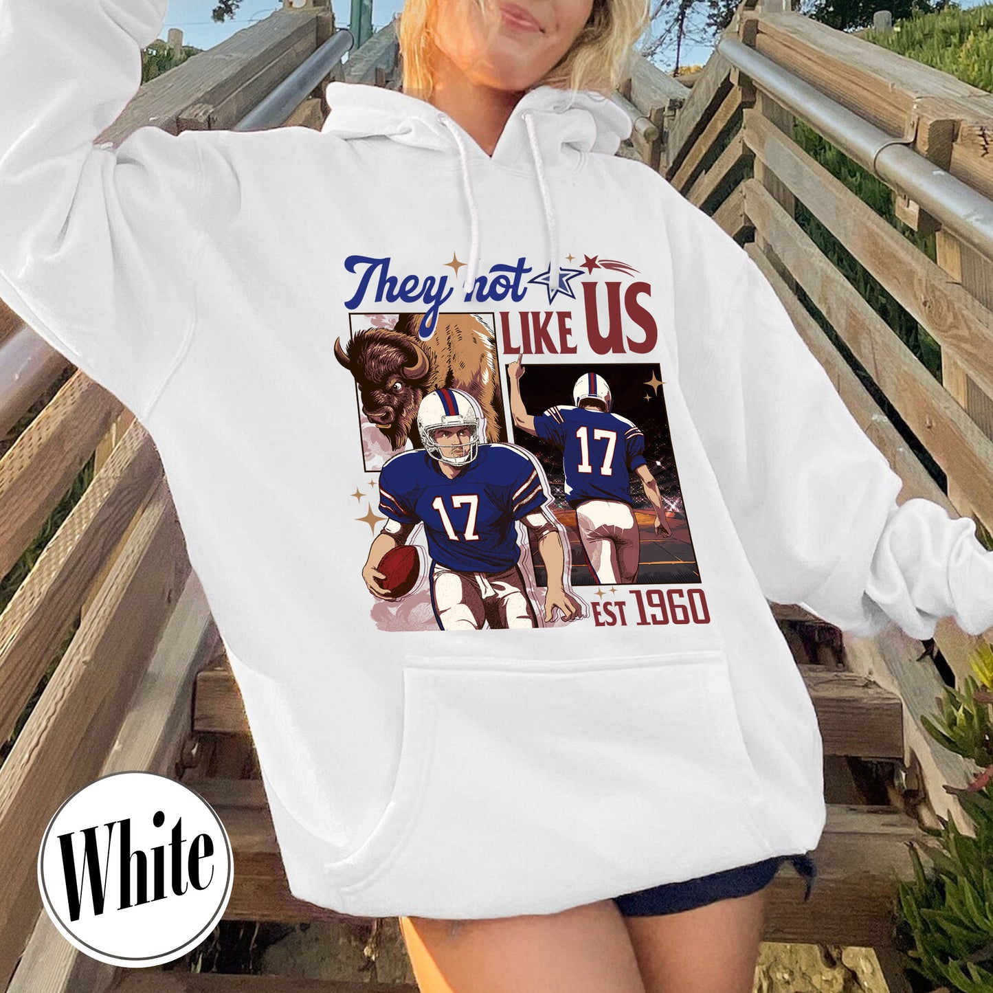 Custom Football Hoodie, They Not Like Us Football Hoodie, Go Bills Hoodie