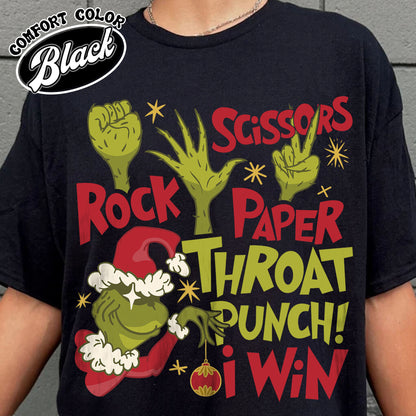 Rock Paper Scissors Shirt, Christmas Monster Shirt, Rock Paper Scissors Christmas Shirt, Rock Paper Scissors I Win Shirt, Christmas Movie Shirt