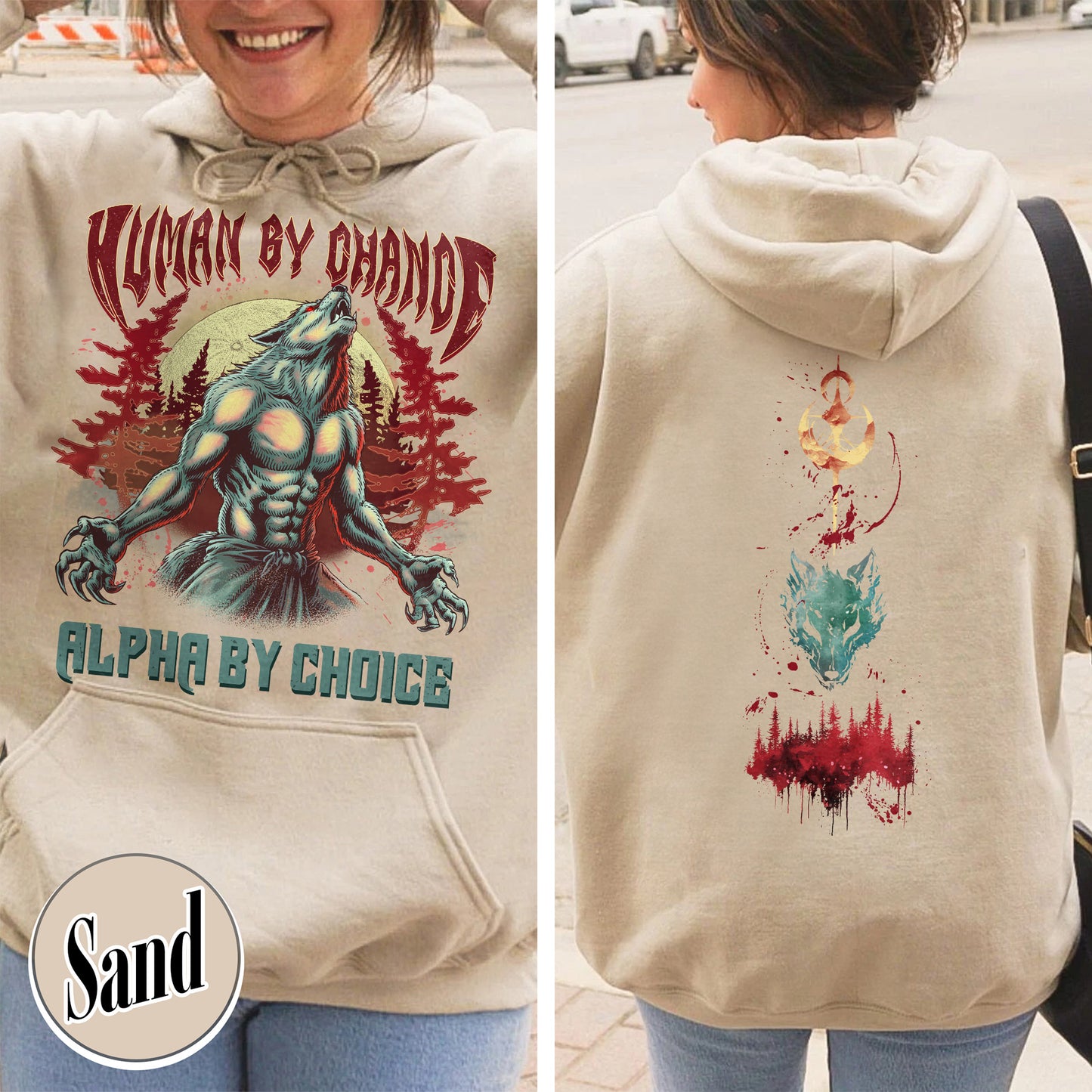 Alpha by Choice Hoodie, Human by Chance Alpha by Choice Hoodie, Mental Health Hoodie, Wolf Sigma, Wolf Ripping Hoodie Meme Funny Hoodie, Wolf Meme