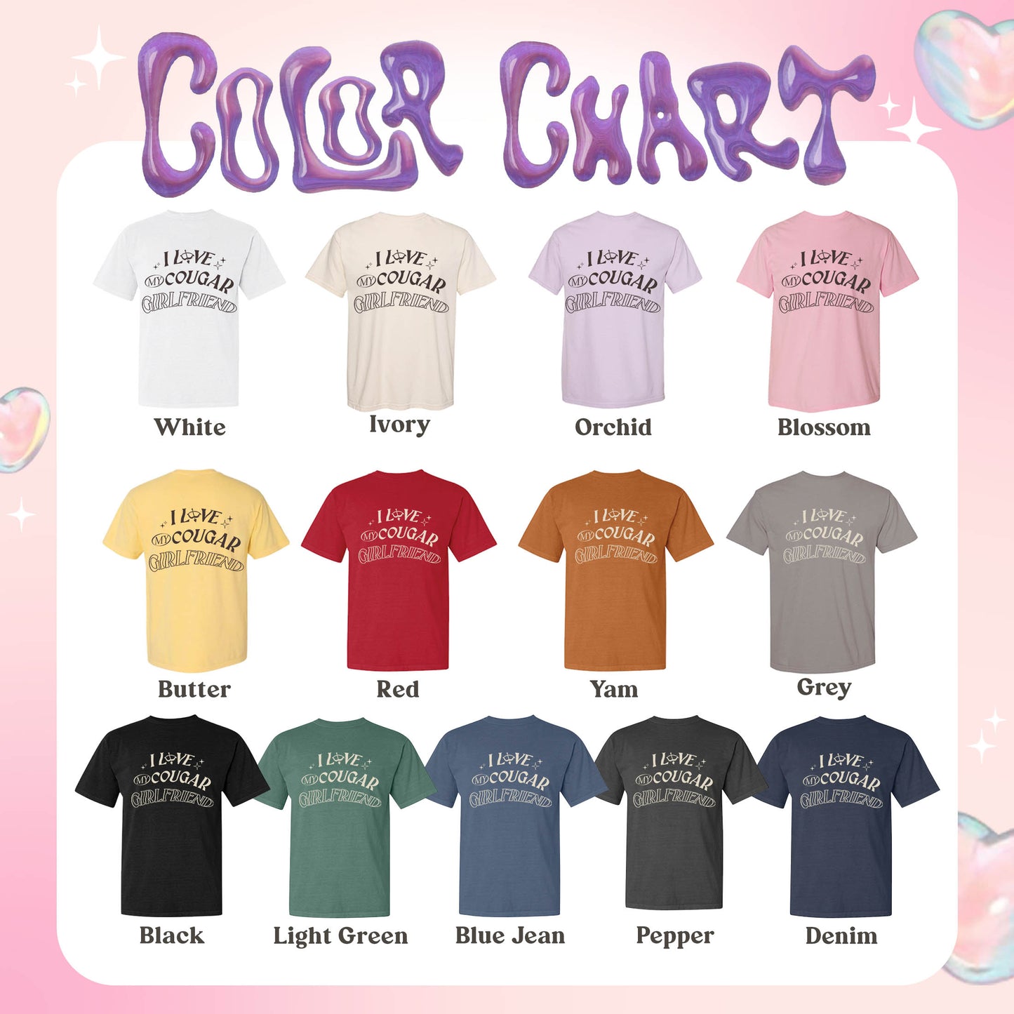 Valentines Day Comfort Colors Shirt, I Love My Cougar Girlfriend Shirt,Boyfriend Gift,I Heart My Cougar Shirt