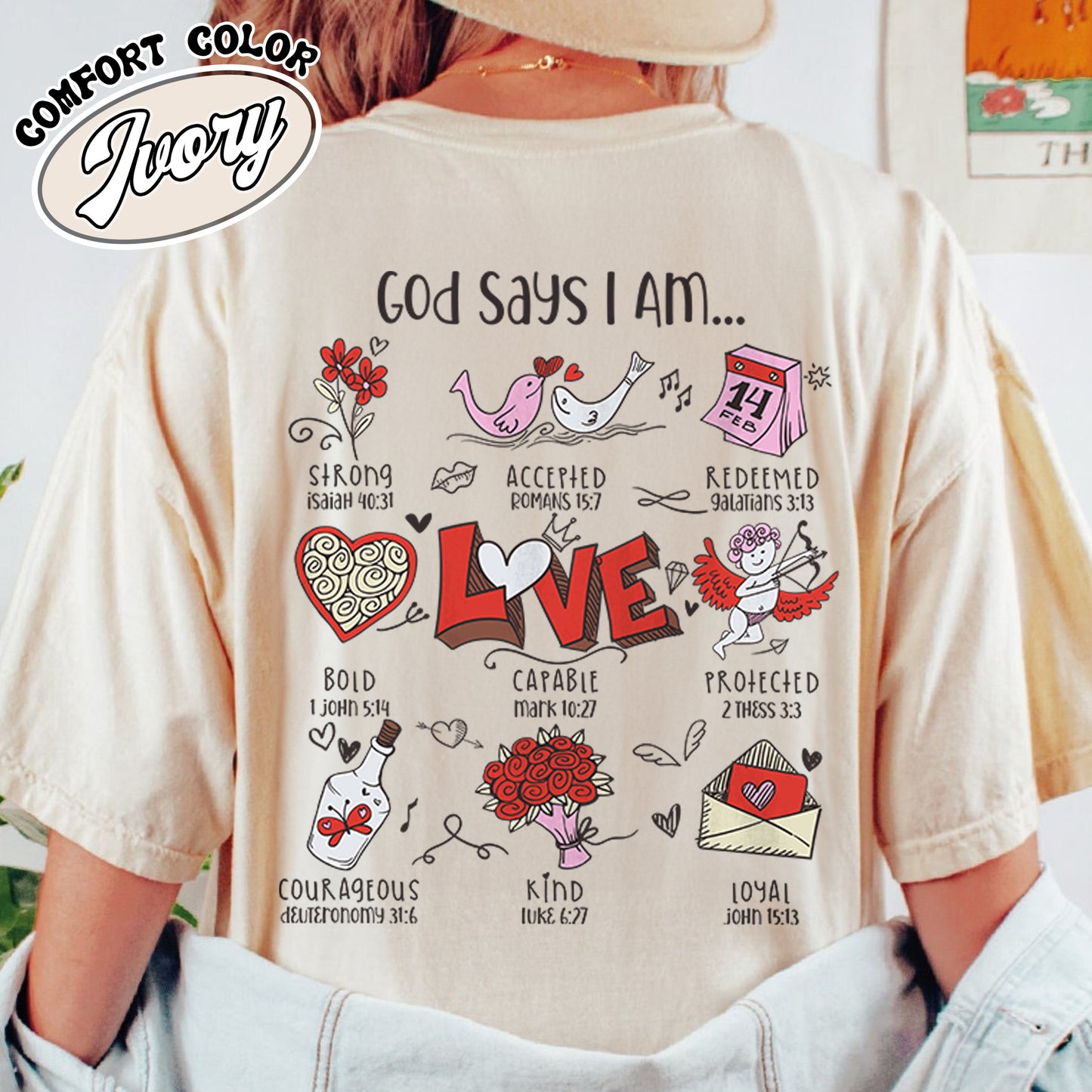 Bible Verse Comfort Color Shirt, Christian Valentines Day Shirt