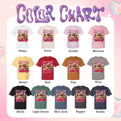 Mother’s Day Comfort Color Shirt, Custom Best Mom Shirt, Personalized Bootleg Best Mom Shirt