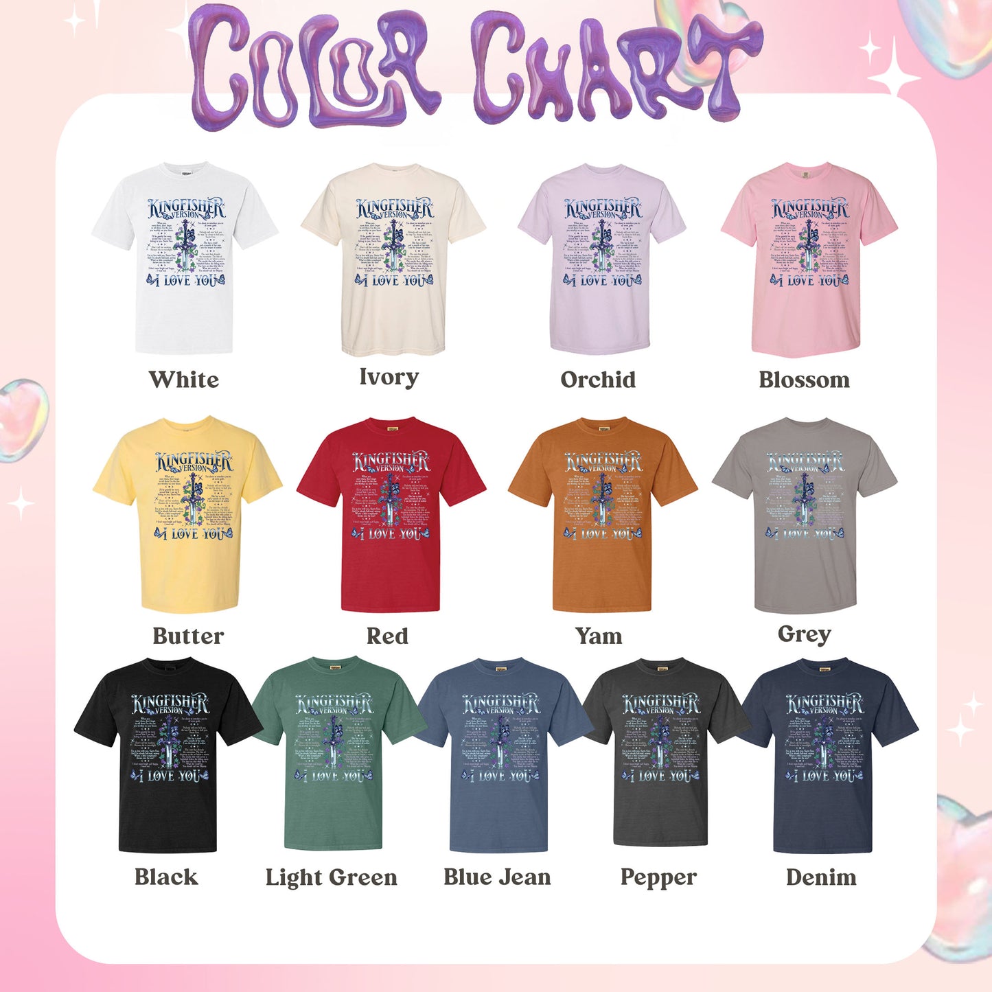 Bookish Comfort Color Shirt, I Love You Kingfisher Version Shirt, Quicksilver Saeris Fane Shirt