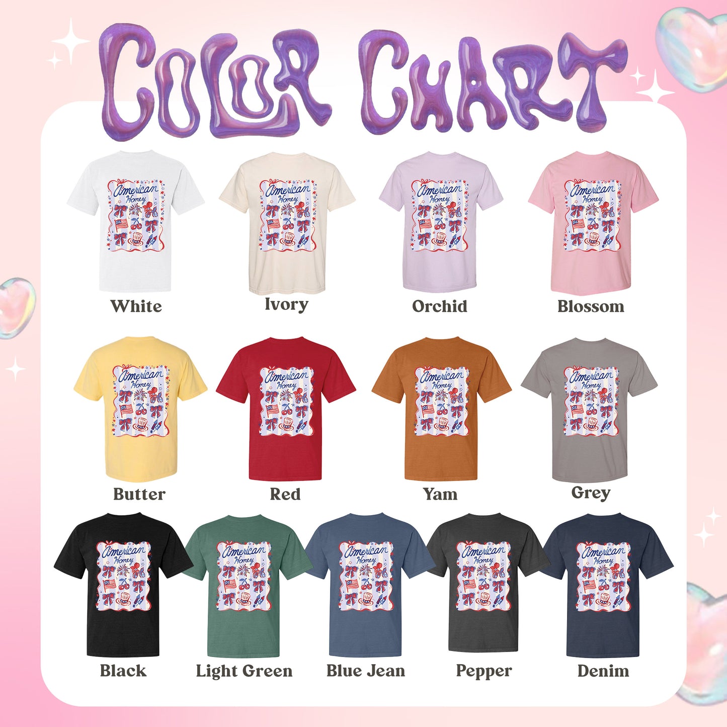 4th of July Comfort Color Shirt, American Honey Coquette Shirt, Girly Independence Day USA Shirt