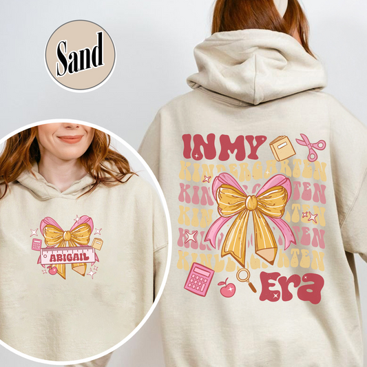 Back to School Hoodie, in My Kindergarten Era Hoodie, Custom Name Kinder Hoodie