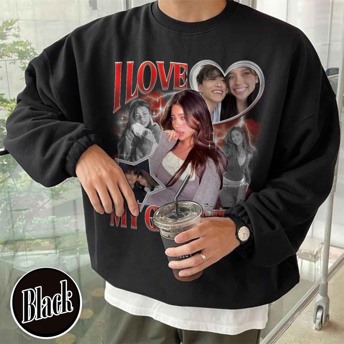 Valentine’s Day Sweatshirt, Custom I Love My Girlfriend Sweatshirt, Custom Photo Rap Sweatshirt