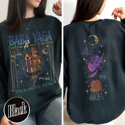 Baba Yaga SweatShirt, Baba Yaga House SweatShirt, Fairy Tale SweatShirt, Baba Yaga Hut, Warm Slavic Folklore Graphic SweatShirt for Witches