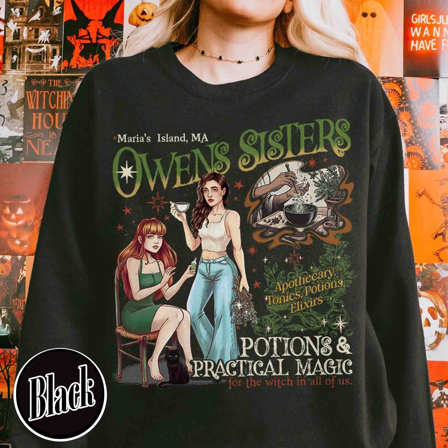 Salem Apothecary Halloween Sweatshirt, Owens Sisters Apothecary Witchy Sweatshirt
