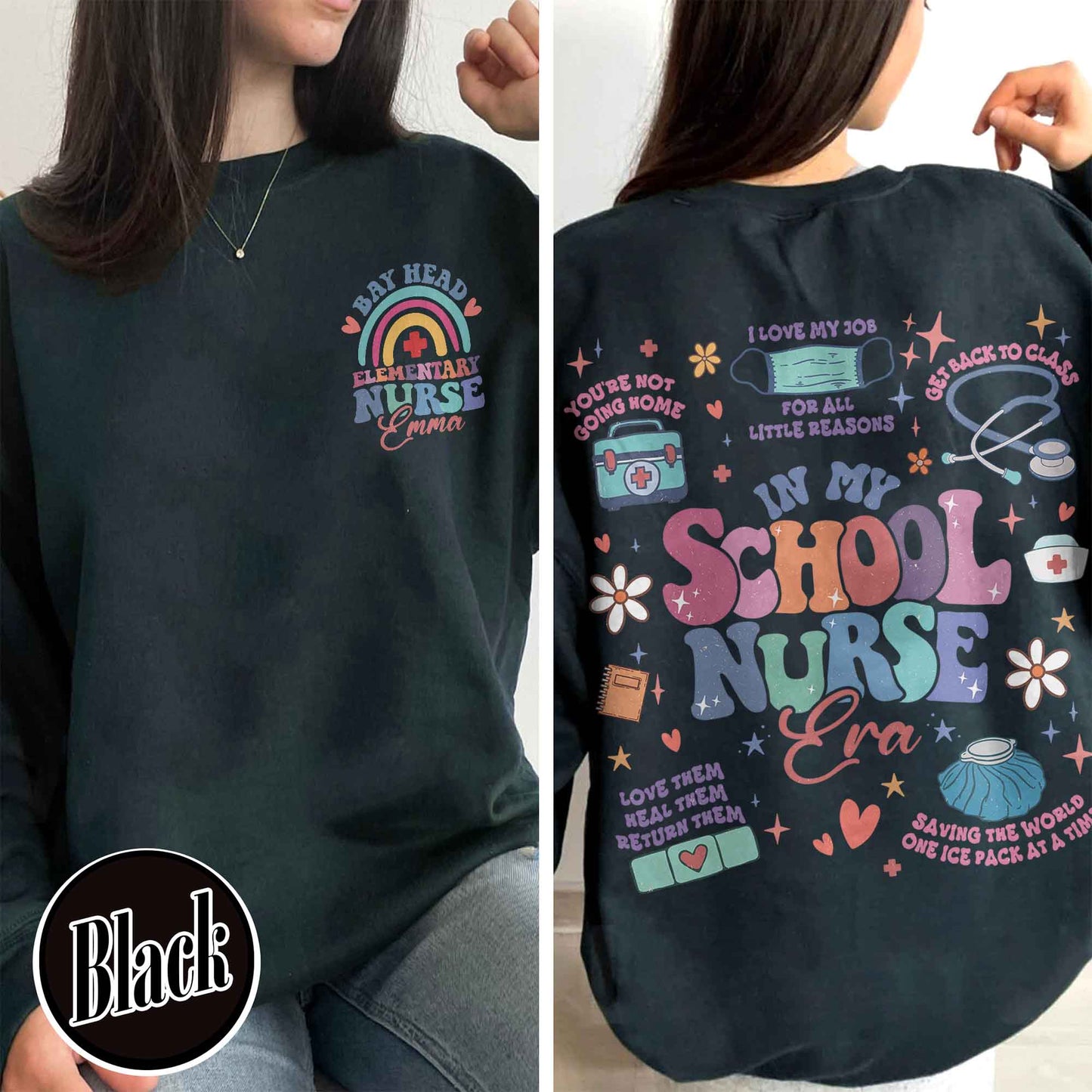 Personalized School Nurse Sweatshirts, Custom Nurse Sweatshirts, Nursing School Sweatshirt, Nursing School Gift, in My Nursing School Era Sweatshirts
