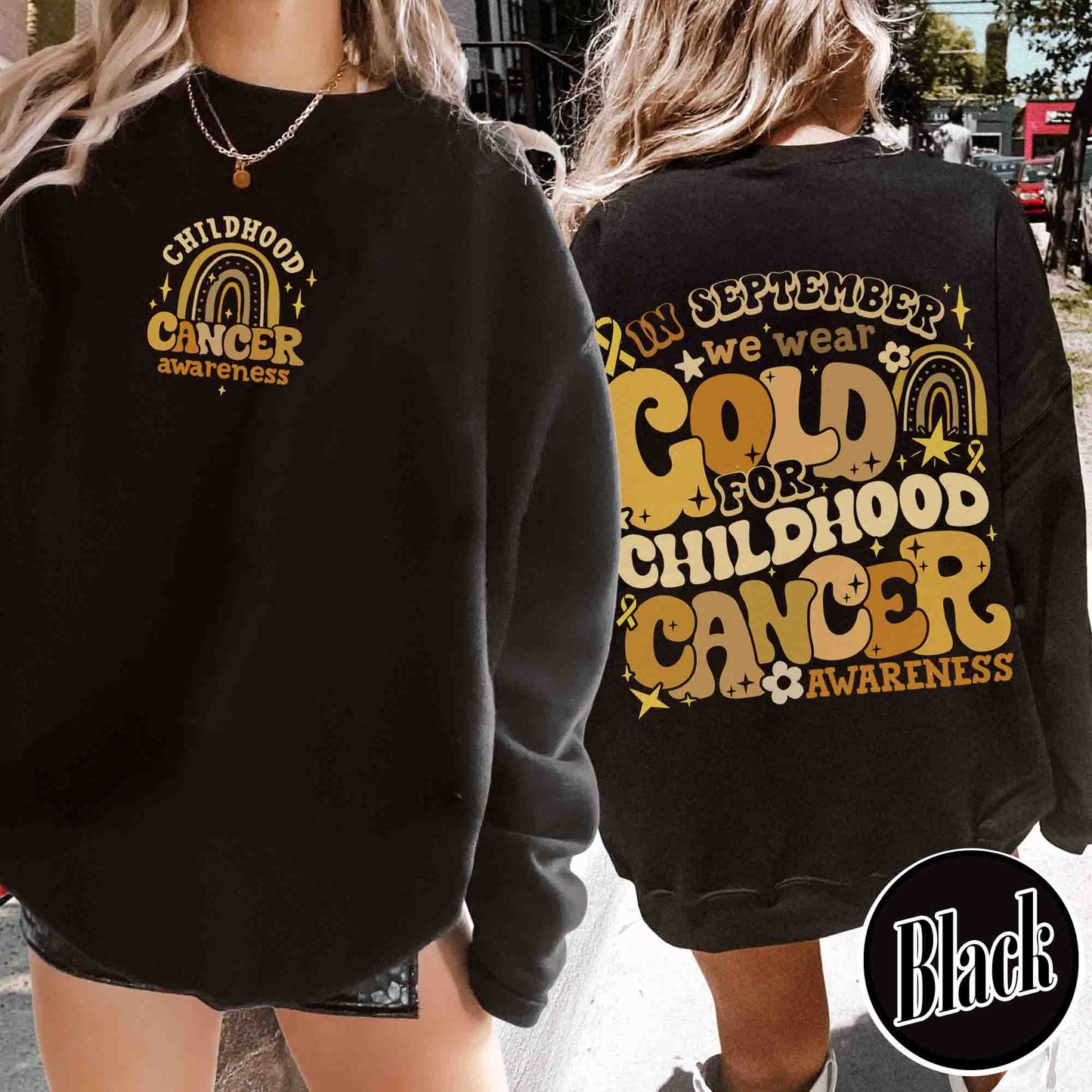 Cancer Awareness Sweatshirt, I Wear Gold for Childhood Cancer Awareness Sweatshirt, Cancer Support Squad Sweatshirt