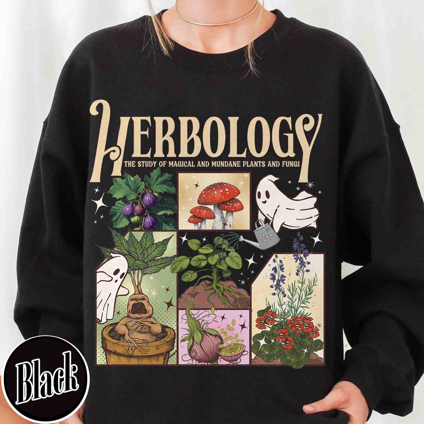 Halloween Sweatshirt, Herbology Plants Sweatshirt, Gardening Sweatshirt, Cute Ghost Sweatshirt
