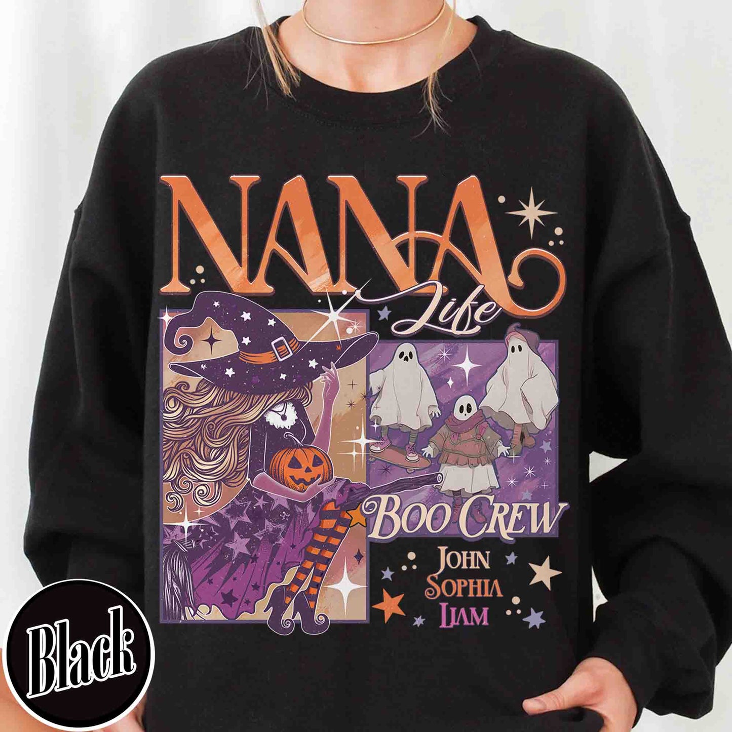Halloween Sweatshirt, Custom Halloween Nana Witch Sweatshirt, Spooky Mama Sweatshirt
