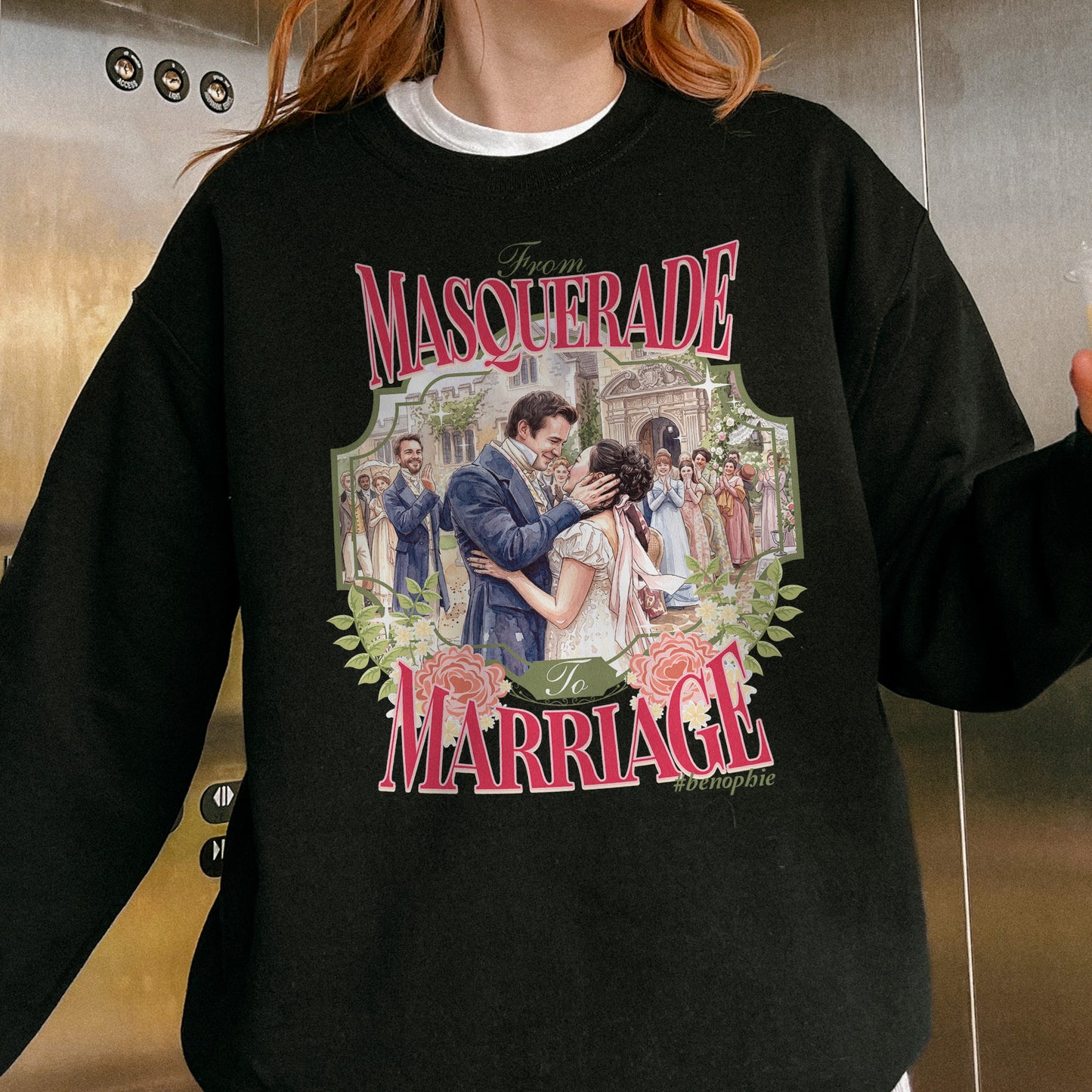 From Masquerade to Marriage #benophie Regency Wedding, Bridgerton Inspired Romance Book Lover Sweatshirt