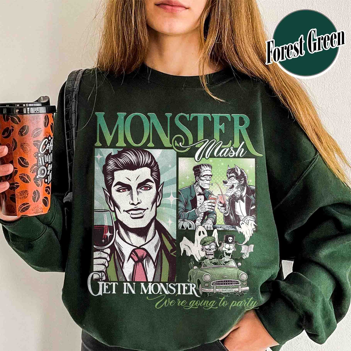 Halloween Sweatshirt, Monster Mash Sweatshirt, Get in Monster Sweatshirt, Ghost Halloween Sweatshirt