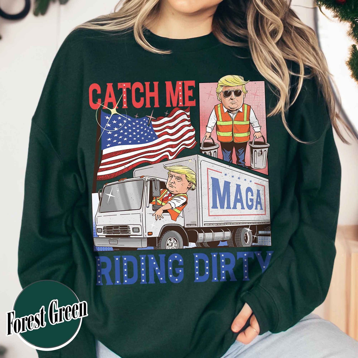 Trump Garbage Man in Trash Truck Sweatshirt, Republican Sweatshirt, Trump Supporter Sweatshirt, MAGA, Daddy’s Home Sweatshirt, Trump 2024 Sweatshirt, Garbage Team Sweatshirt