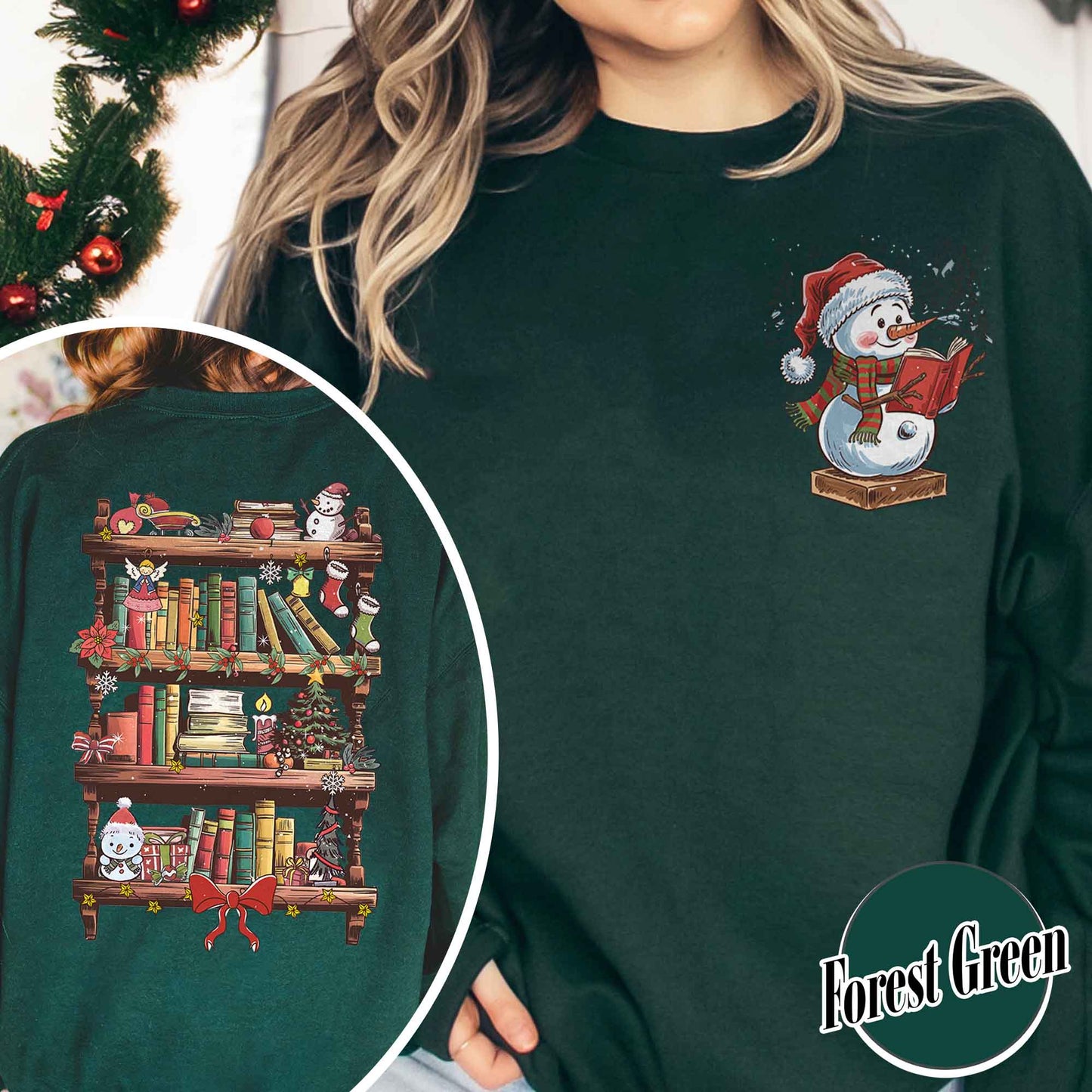 Funny Librarian Sweatshirt, Book Lover Librarian Gift, Bookworm Christmas Sweatshirt, Library Shirts for Christmas, Snowman Read Book Sweatshirt