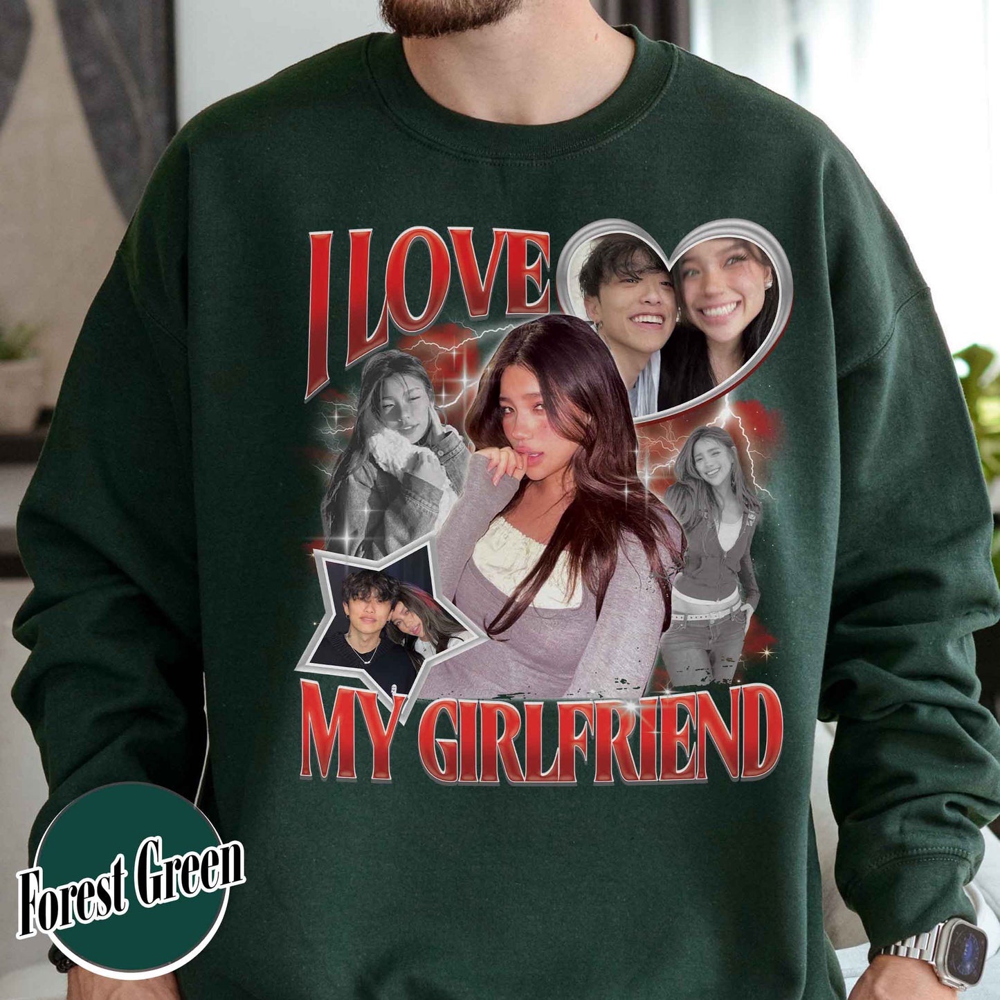 Valentine’s Day Sweatshirt, Custom I Love My Girlfriend Sweatshirt, Custom Photo Rap Sweatshirt