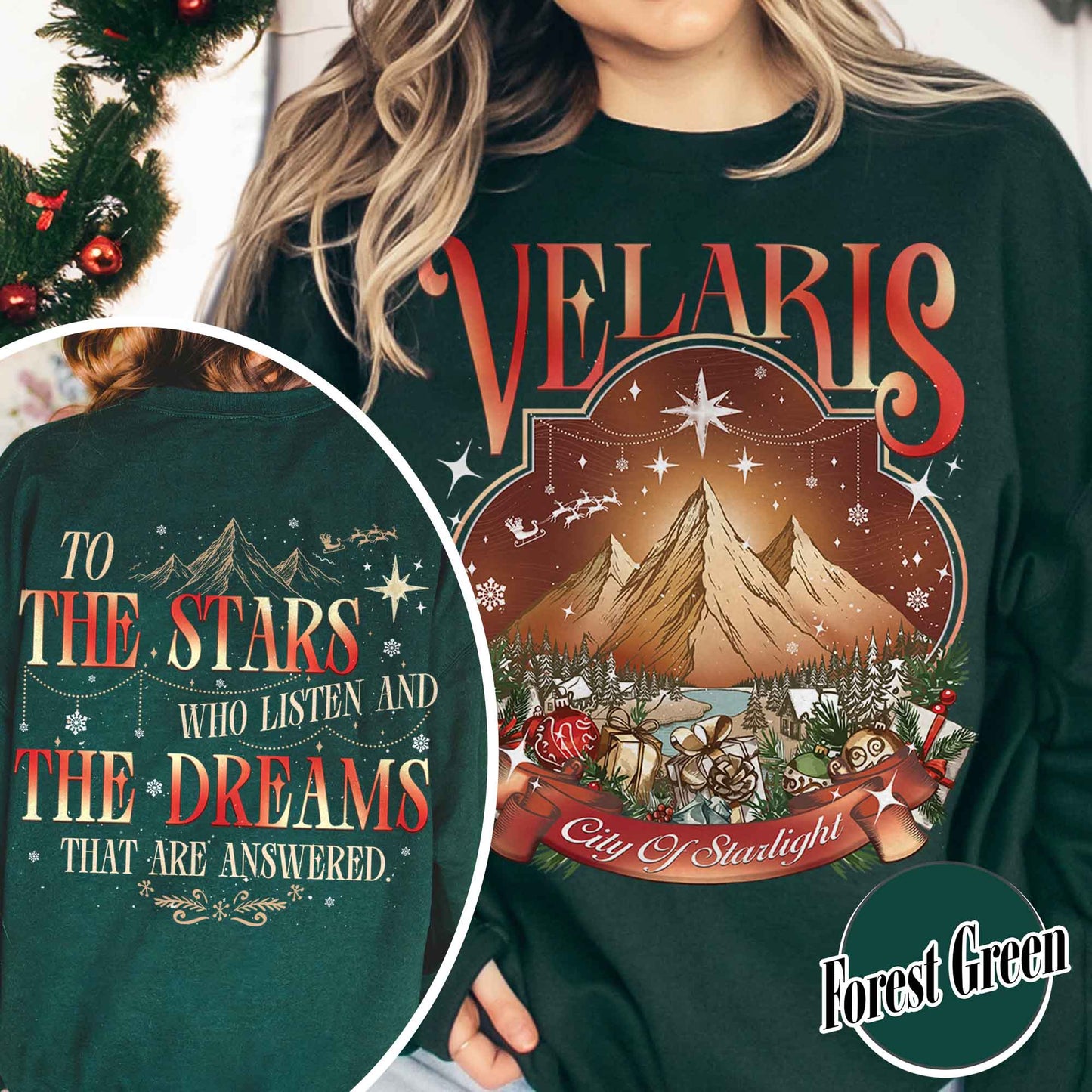 Velaris City of Starlight Two-Sided Sweatshirt, Velaris Sweatshirt Comfort Colors, Velaris City Starlight Sweatshirt, City of Velaris, Velaris Christmas Sweatshirt