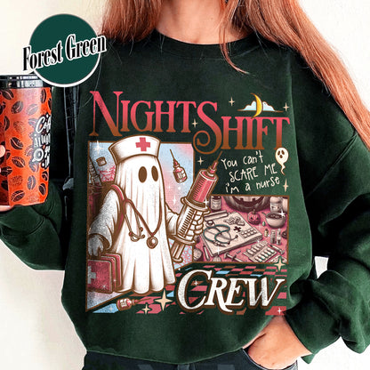 Halloween RN Sweatshirt, Night Shift Crew Ghost Sweatshirt, Registered Nurse Halloween Sweatshirt