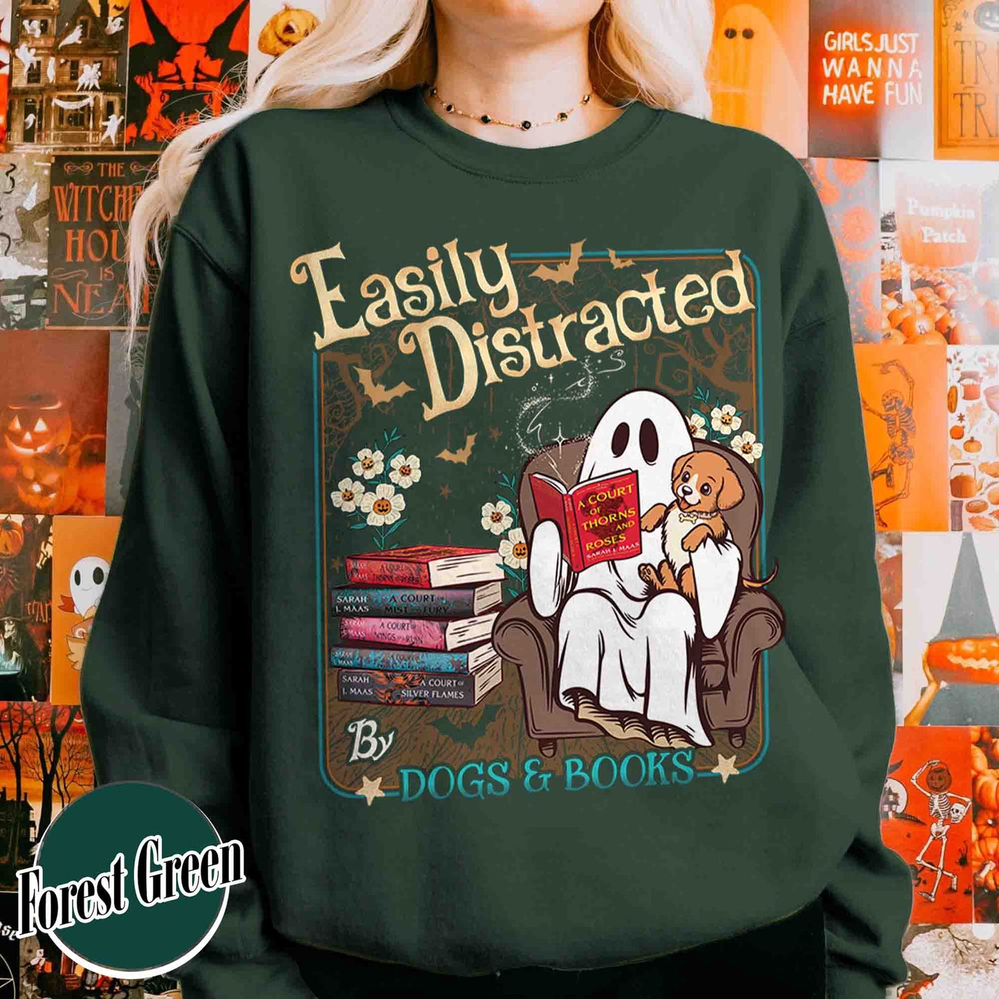 Halloween Book Lover Sweatshirt, Easily Distracted Cats and Books Sweatshirt, Books and Black Cats Sweatshirt