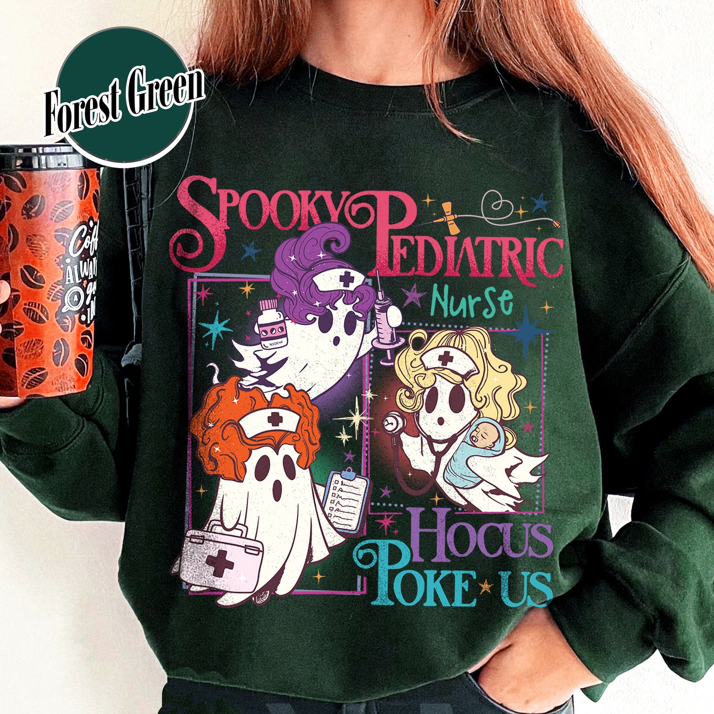 Halloween PEDs Nurse Sweatshirt, Hocus Poke Us Witch Nurse Sweatshirt, Spooky Pediatric Nurse Sweatshirt