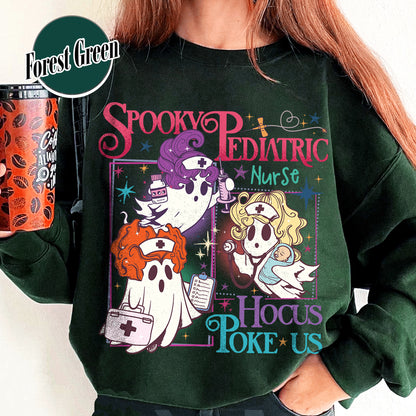 Halloween PEDs Nurse Sweatshirt, Hocus Poke Us Witch Nurse Sweatshirt, Spooky Pediatric Nurse Sweatshirt
