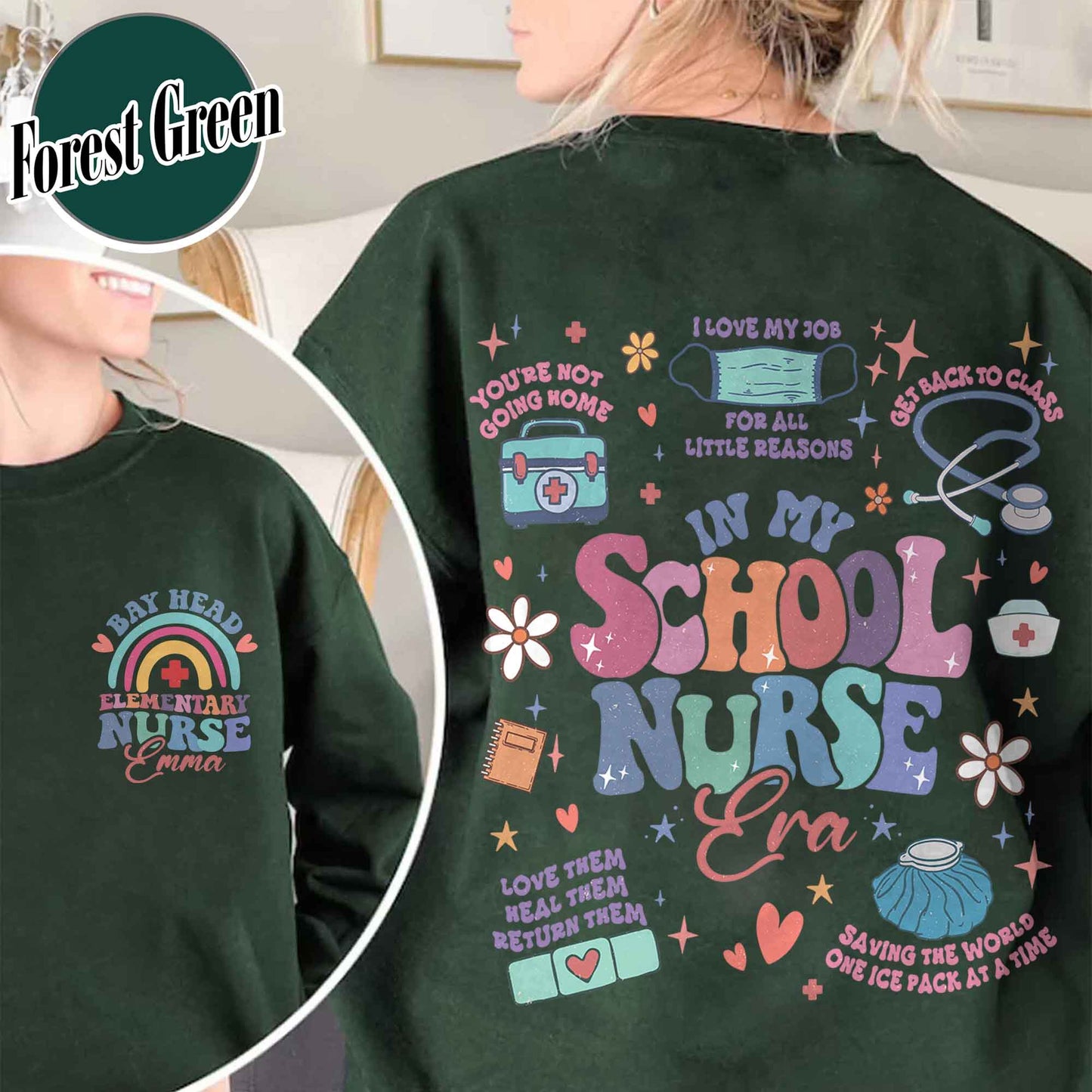 Personalized School Nurse Sweatshirts, Custom Nurse Sweatshirts, Nursing School Sweatshirt, Nursing School Gift, in My Nursing School Era Sweatshirts