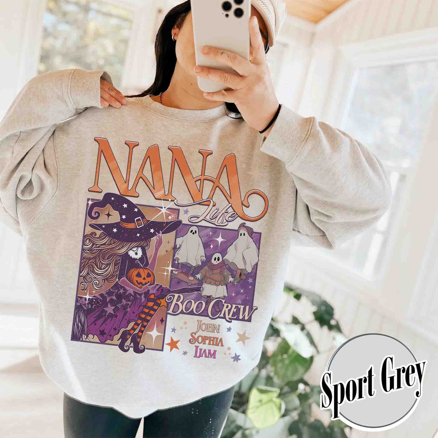 Halloween Sweatshirt, Custom Halloween Nana Witch Sweatshirt, Spooky Mama Sweatshirt