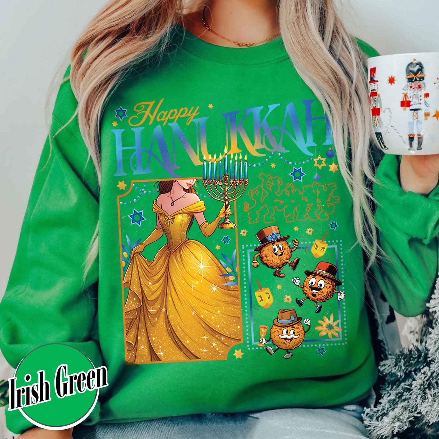 Happy Hanukkah Sweatshirt, Menorah Sweatshirt, Hanukah Menorah Dreidel, Happy Hannukah Merry Christmas Sweatshirt, Chanukah Sweatshirt, Jewish Holiday