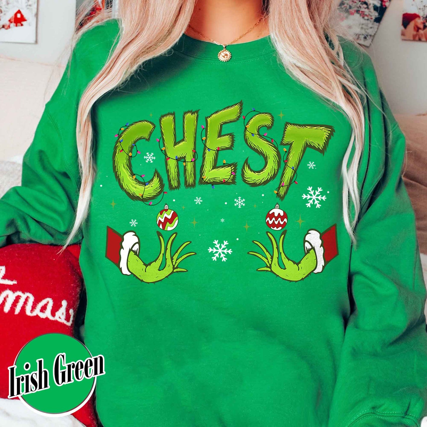 Chest Nuts Couples Matching Sweatshirts, Funny Couple Christmas Sweatshirt, Matching Christmas Outfits Boyfriend Girlfriend, Chest Nuts Christmas Sweatshirt