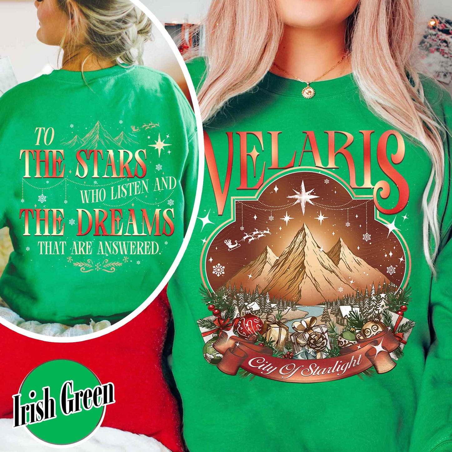 Velaris City of Starlight Two-Sided Sweatshirt, Velaris Sweatshirt Comfort Colors, Velaris City Starlight Sweatshirt, City of Velaris, Velaris Christmas Sweatshirt