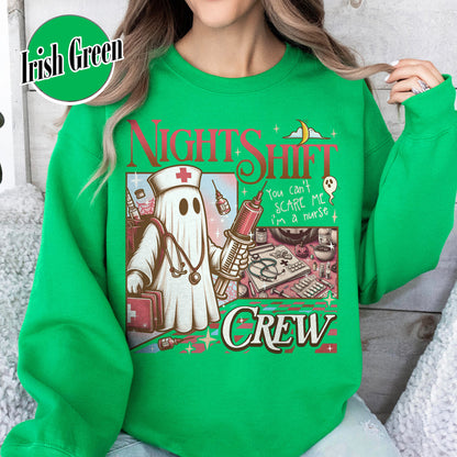 Halloween RN Sweatshirt, Night Shift Crew Ghost Sweatshirt, Registered Nurse Halloween Sweatshirt