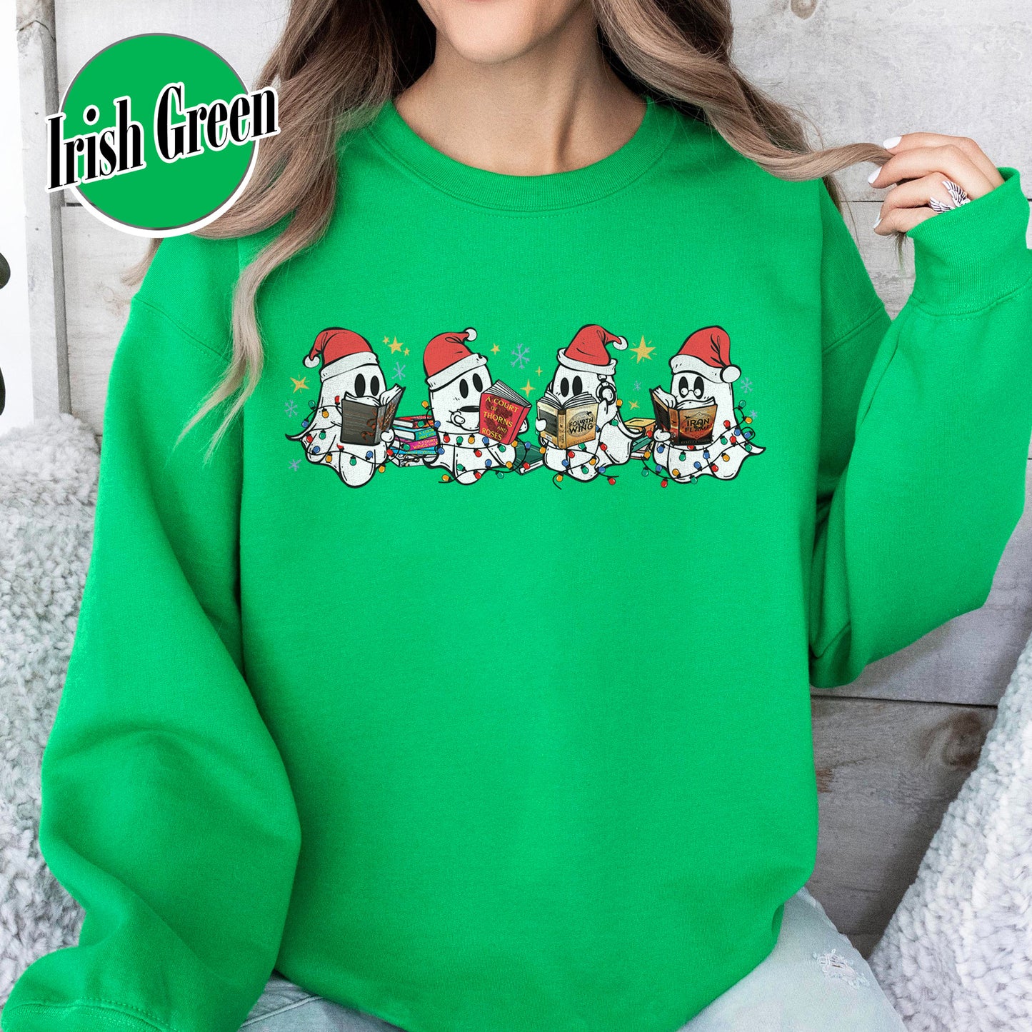 Christmas Ghost Reading, Halloween Cute Ghost Christmas Sweatshirt, Acotar Book Sweatshirt, Cute Spooky Ghost Christmas, Book Lover Gift, Book Sweatshirt