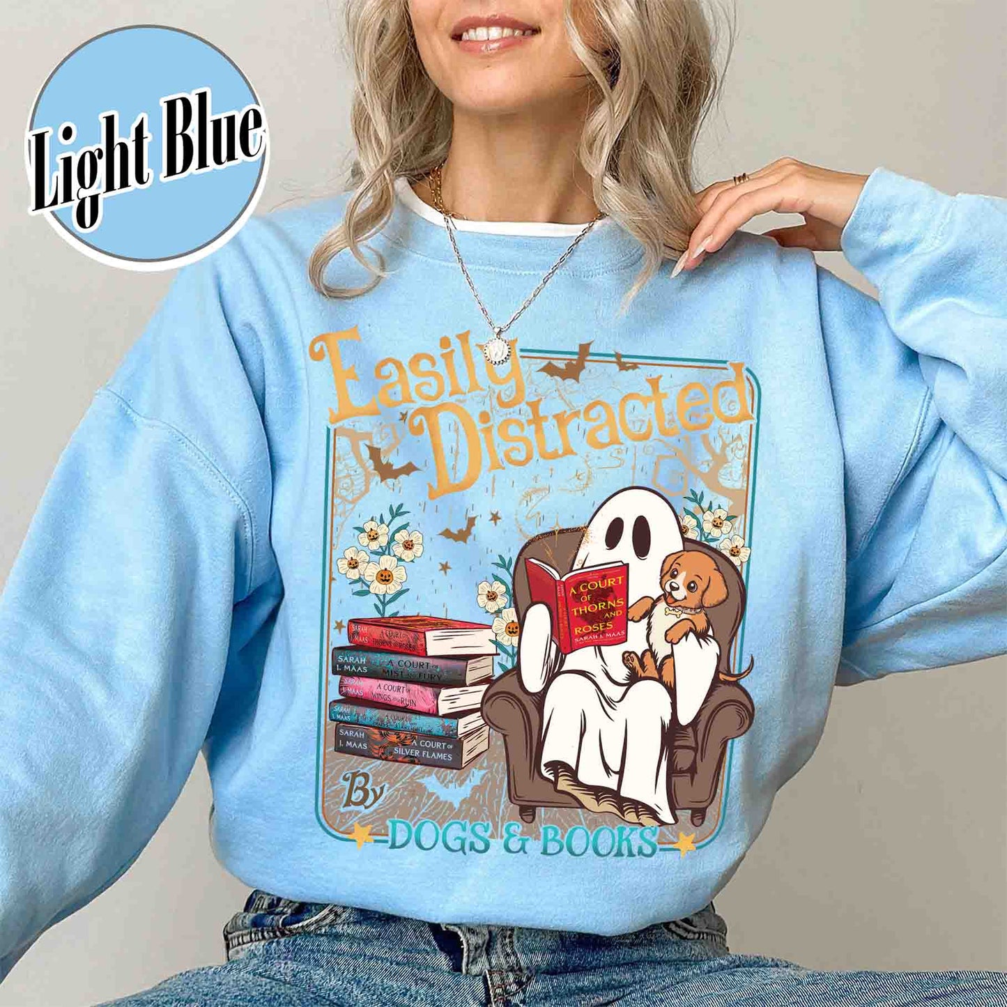 Halloween Book Lover Sweatshirt, Easily Distracted Cats and Books Sweatshirt, Books and Black Cats Sweatshirt