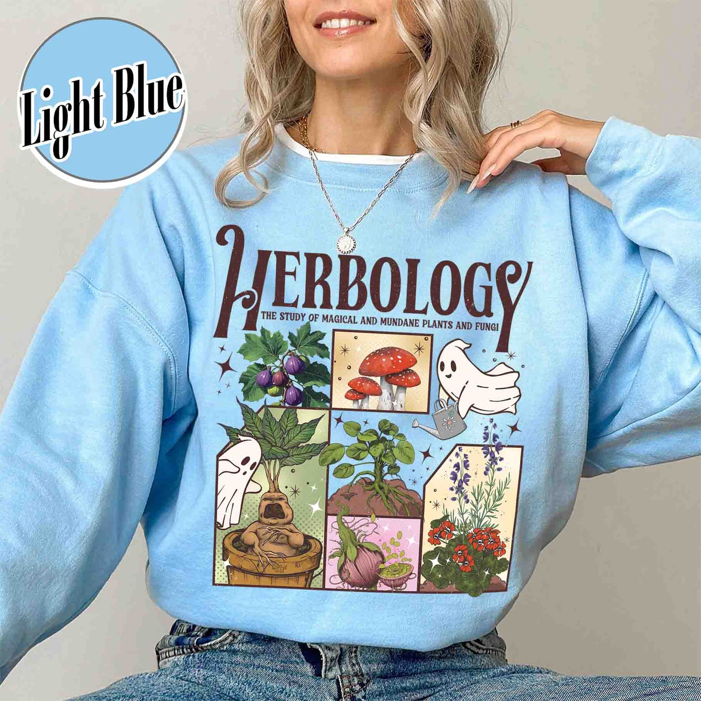Halloween Sweatshirt, Herbology Plants Sweatshirt, Gardening Sweatshirt, Cute Ghost Sweatshirt