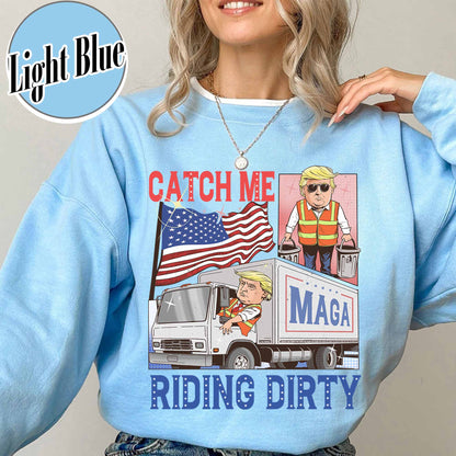 Trump Garbage Man in Trash Truck Sweatshirt, Republican Sweatshirt, Trump Supporter Sweatshirt, MAGA, Daddy’s Home Sweatshirt, Trump 2024 Sweatshirt, Garbage Team Sweatshirt