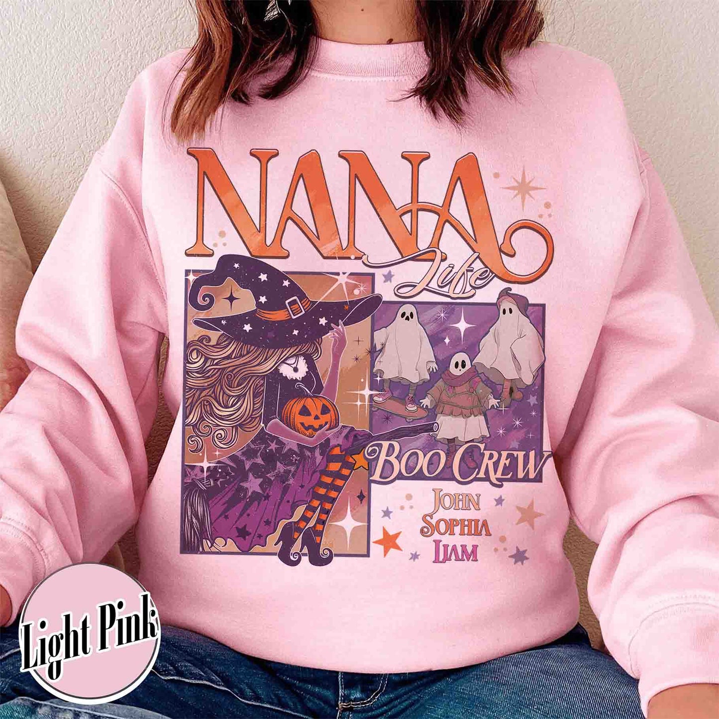 Halloween Sweatshirt, Custom Halloween Nana Witch Sweatshirt, Spooky Mama Sweatshirt
